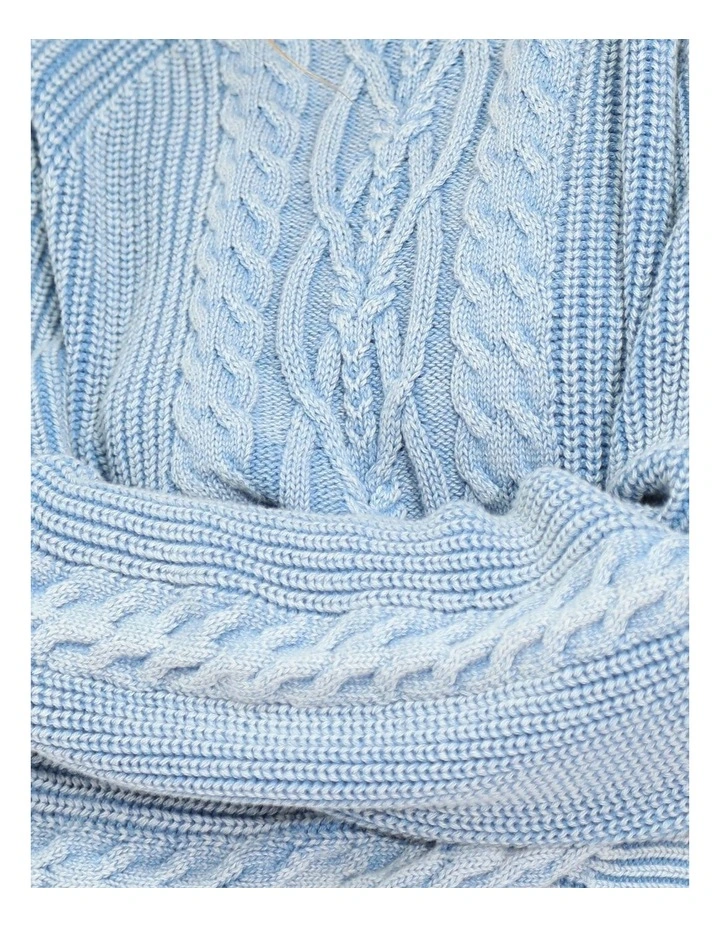 Hudson Street Cable Garment Dyed Sweater in Denim Blue image 6