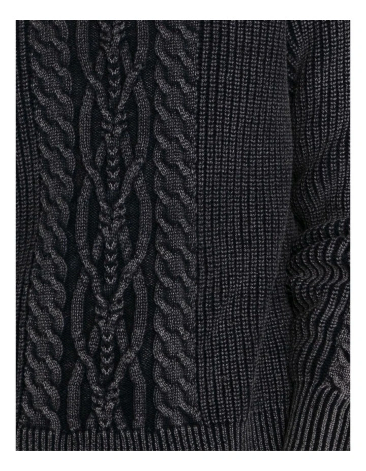 Hudson Street Cable Garment Dyed Sweater in Navy image 6