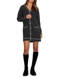 Cute In This Mini Cardigan Dress in Charcoal