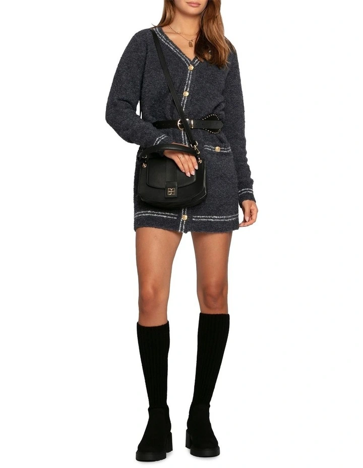 Cute In This Mini Cardigan Dress in Charcoal image 5