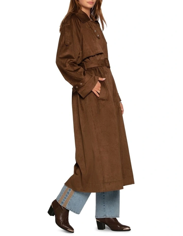Long Lost Lover Soft Maxi Trench Coat in Tobacco image 4