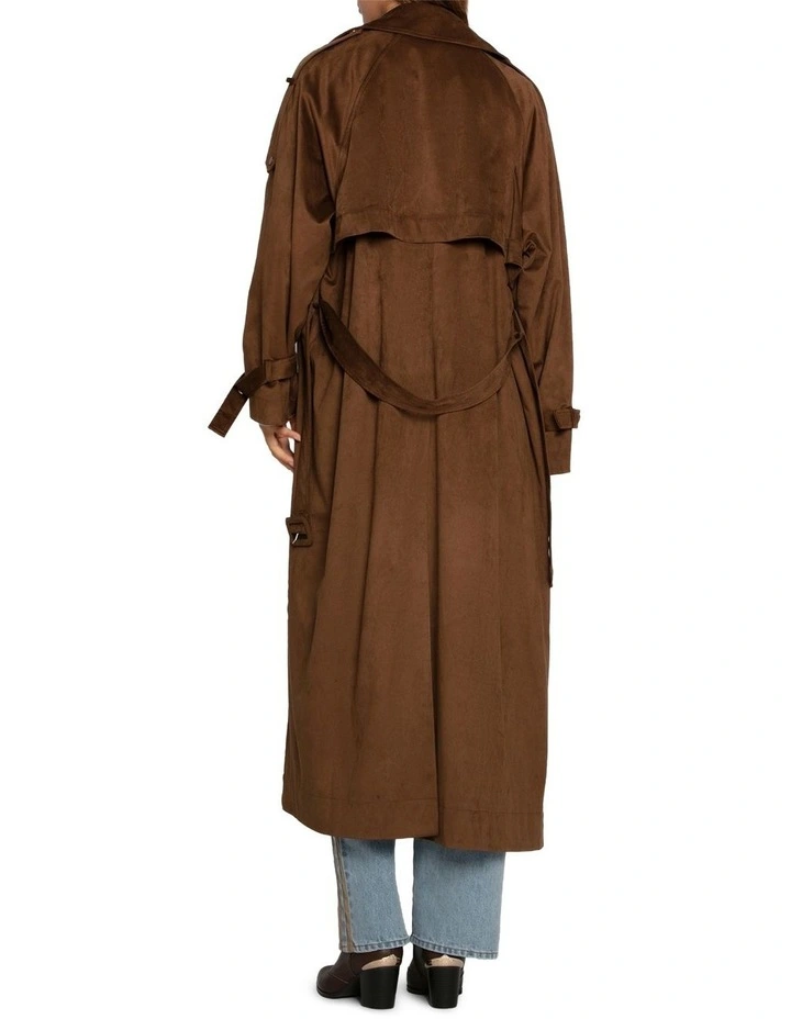 Long Lost Lover Soft Maxi Trench Coat in Tobacco image 5