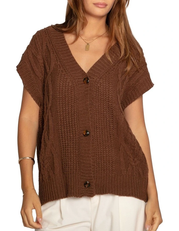 Rosette Knitted Vest in Chocolate image 1