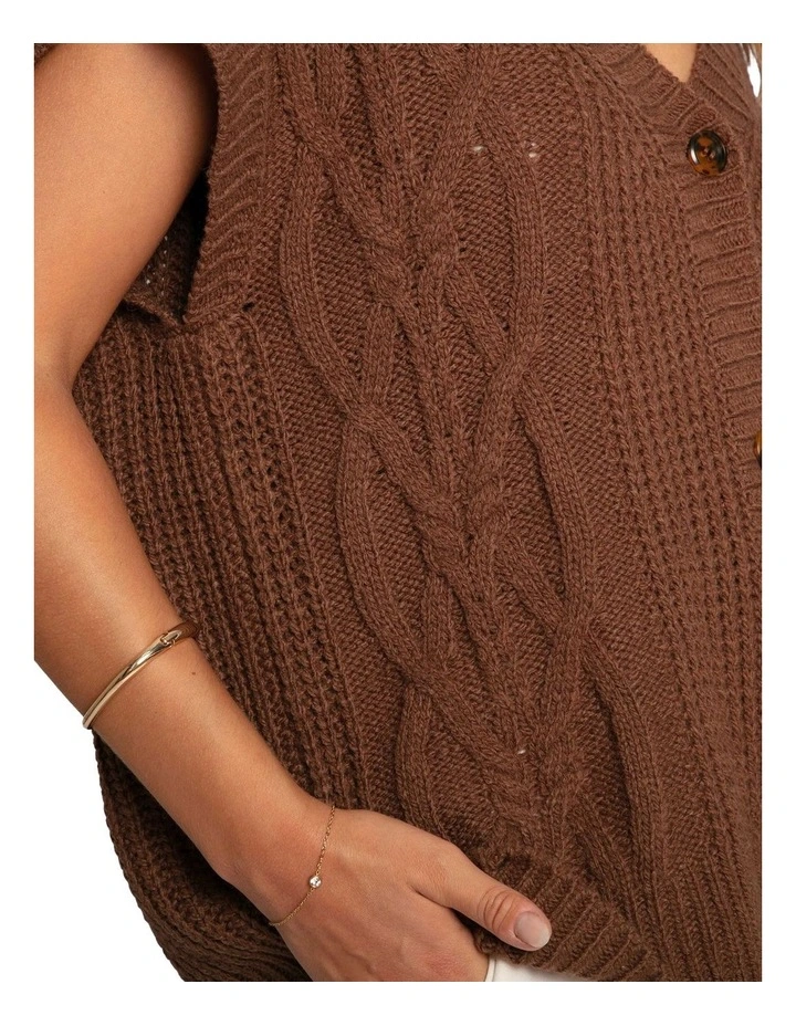 Rosette Knitted Vest in Chocolate image 6