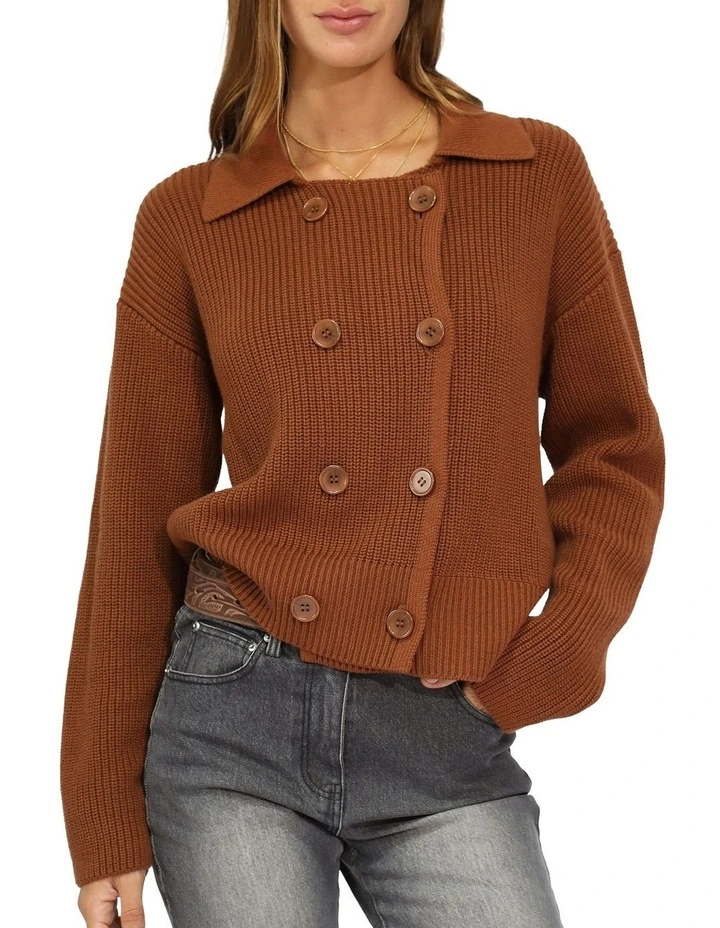 Make It With You Buttoned Cardi Jacket in Dark Vicuna image 2
