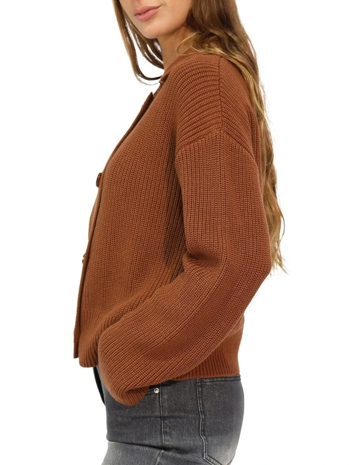Make It With You Buttoned Cardi Jacket in Dark Vicuna image 3