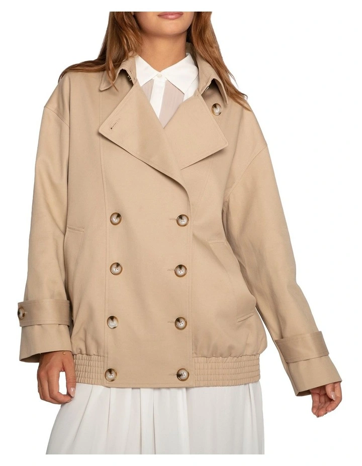 Weekend Trench Bomber Jacket in Tan image 1