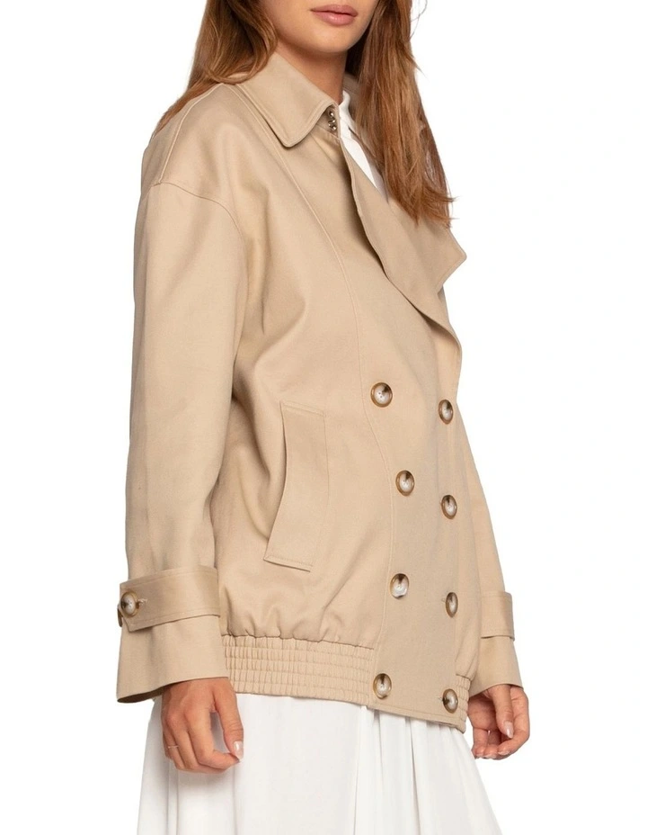 Weekend Trench Bomber Jacket in Tan image 3