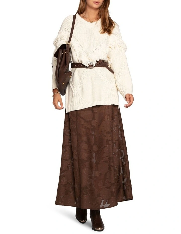 Tassel Line Fringe Oversized Sweater in Cream image 5