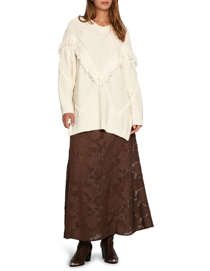 Tassel Line Fringe Oversized Sweater in Cream image 6