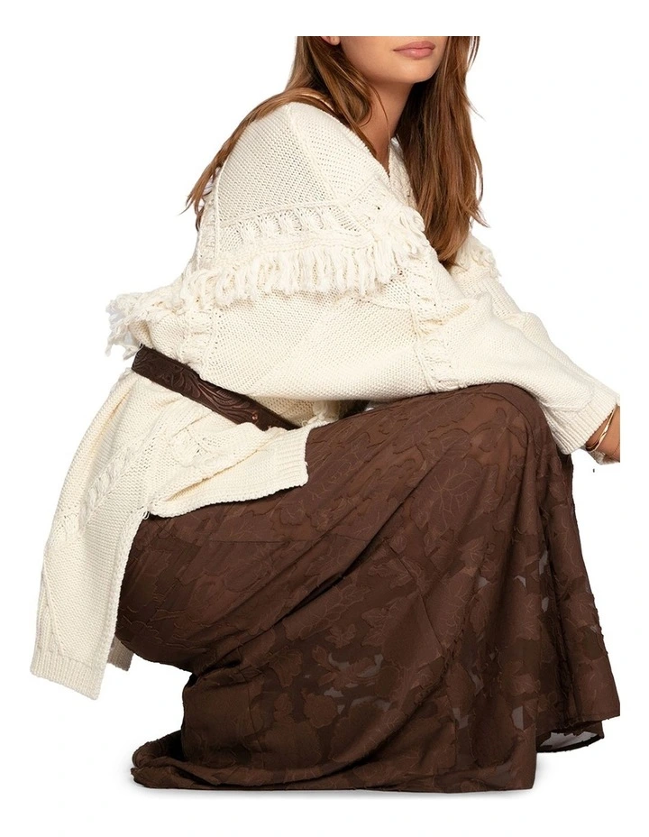 Tassel Line Fringe Oversized Sweater in Cream image 7