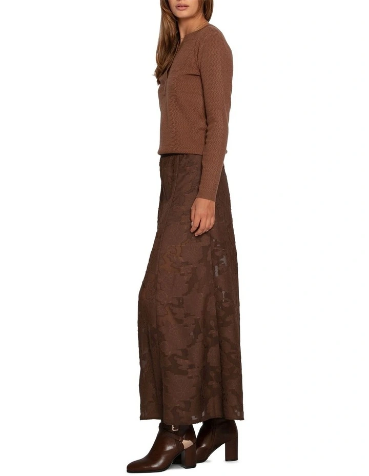 Frankie Textured Kniteed Polo Long Sleeve Top in Chocolate image 2