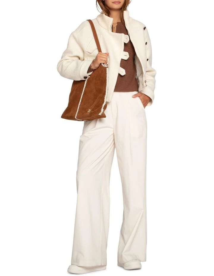 Frankie Textured Kniteed Polo Long Sleeve Top in Chocolate image 5