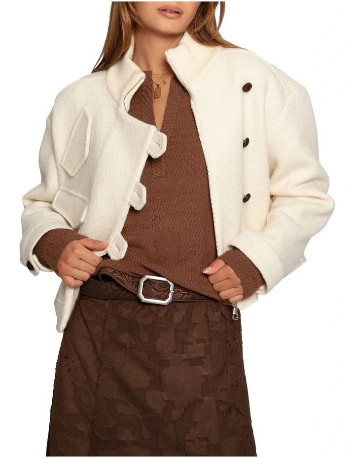 Frankie Textured Kniteed Polo Long Sleeve Top in Chocolate image 6