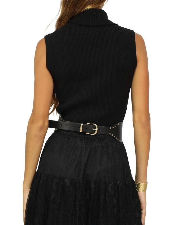 Equation Sleeveless Turtleneck Knit Top in Black image 4