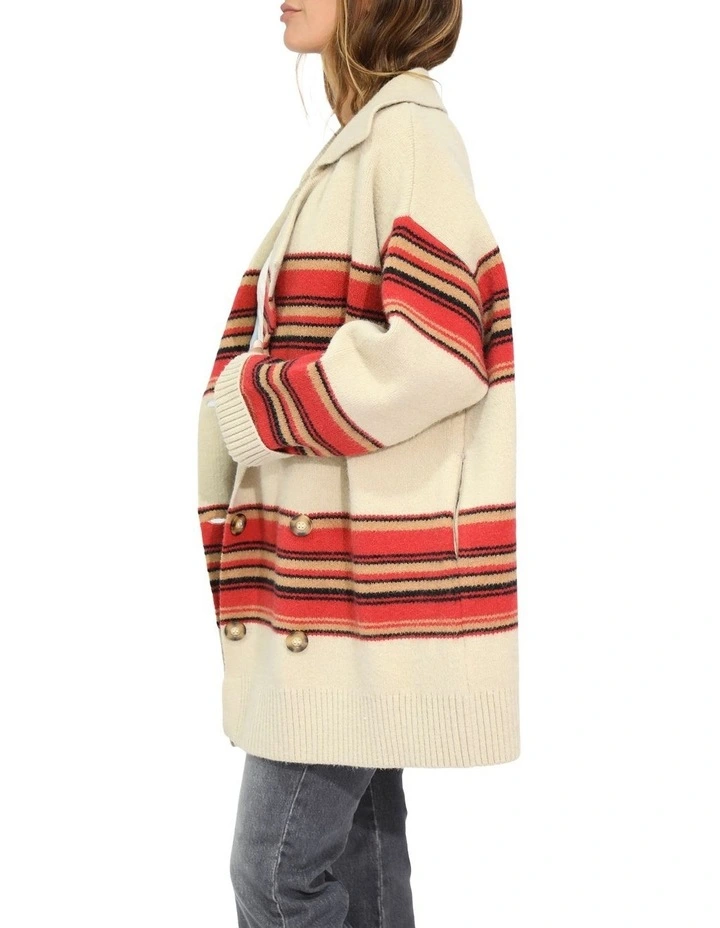 So Many Likes Oversized Knitted Cardigan Coat in Stripe image 3