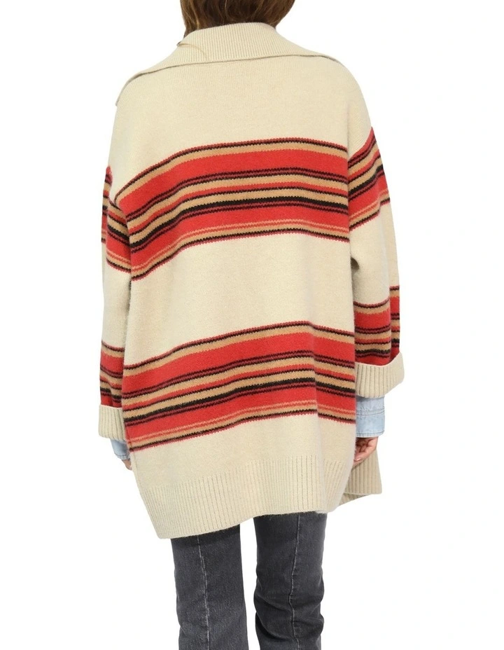 So Many Likes Oversized Knitted Cardigan Coat in Stripe image 4