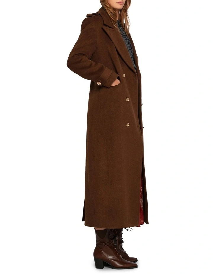 Command Wool Blend Double Breast Maxi Coat in Chocolate image 3