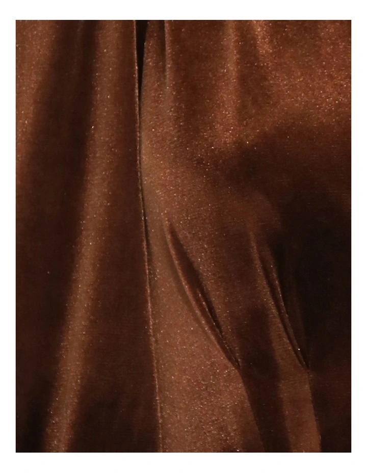 Current Mood Velvet Wrap Dress in Chocolate image 6