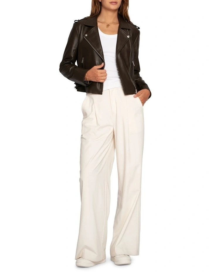 Just Friends Leather Jacket in Chocolate image 2