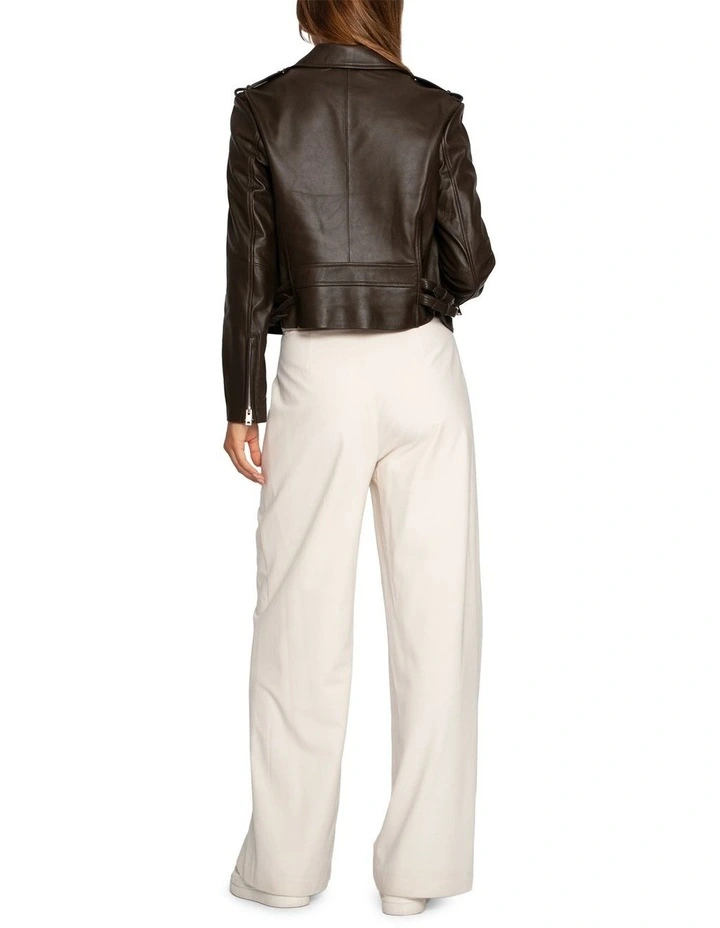 Just Friends Leather Jacket in Chocolate image 3