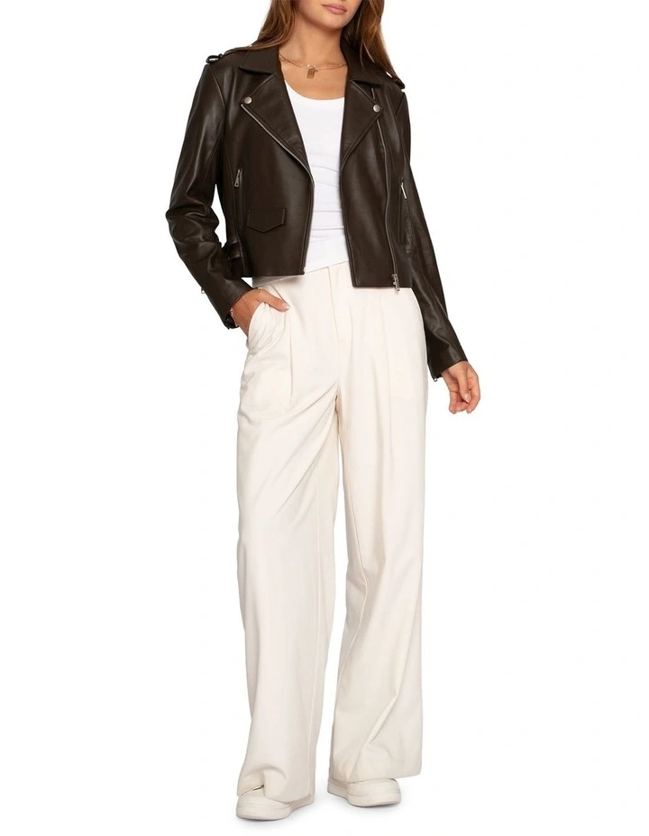 Just Friends Leather Jacket in Chocolate image 5