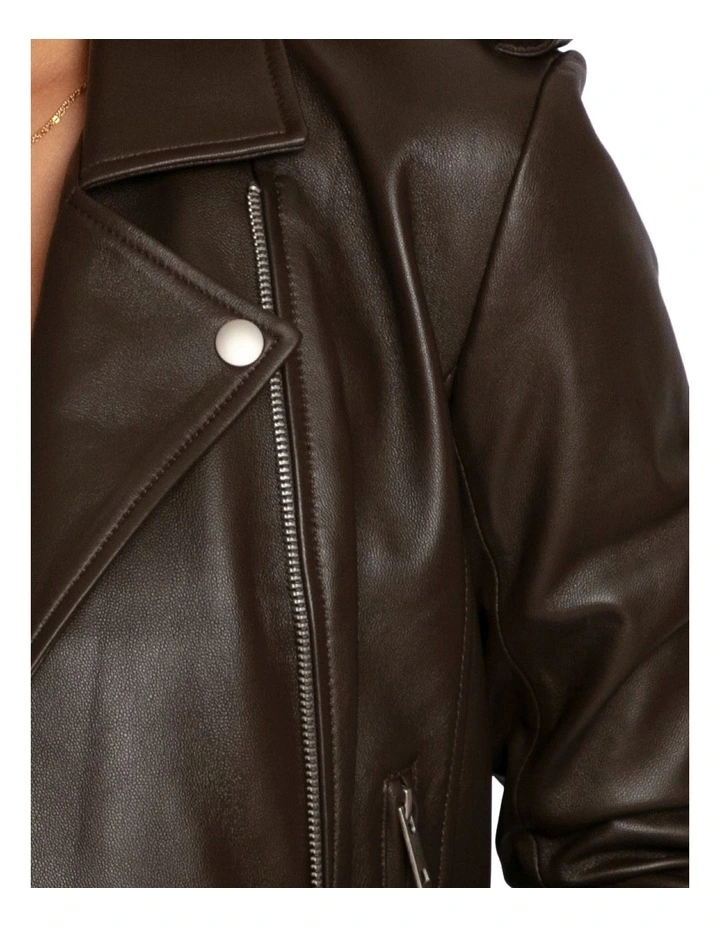 Just Friends Leather Jacket in Chocolate image 7