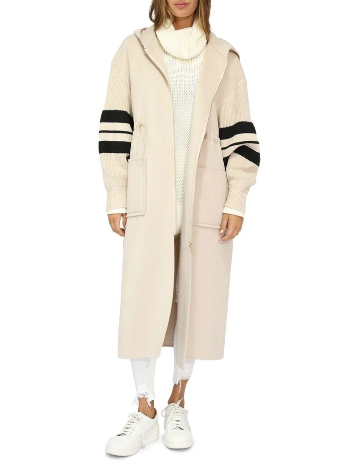 Cool Kid Hooded Coat in Cream and Black image 1