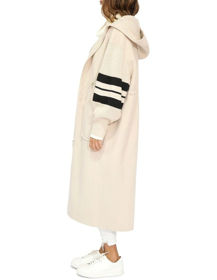 Cool Kid Hooded Coat in Cream and Black image 3