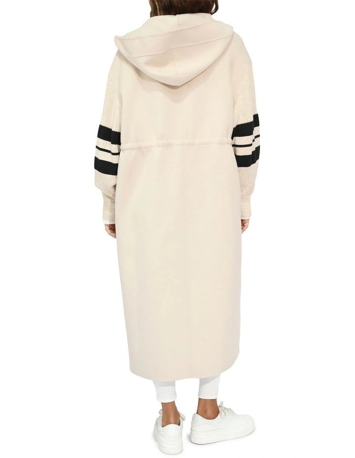 Cool Kid Hooded Coat in Cream and Black image 4