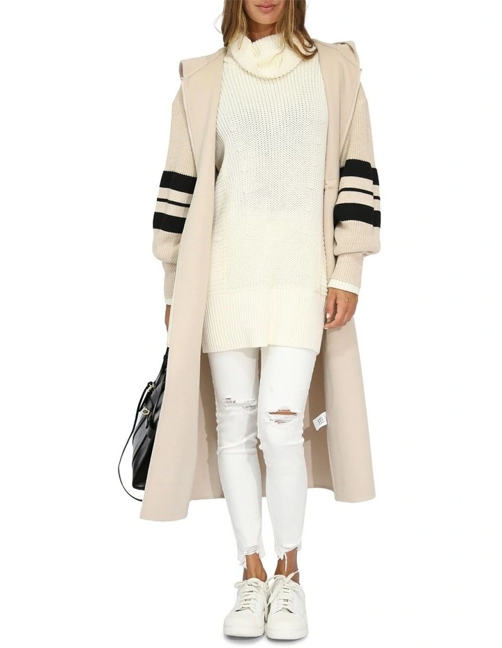 Cool Kid Hooded Coat in Cream and Black image 5