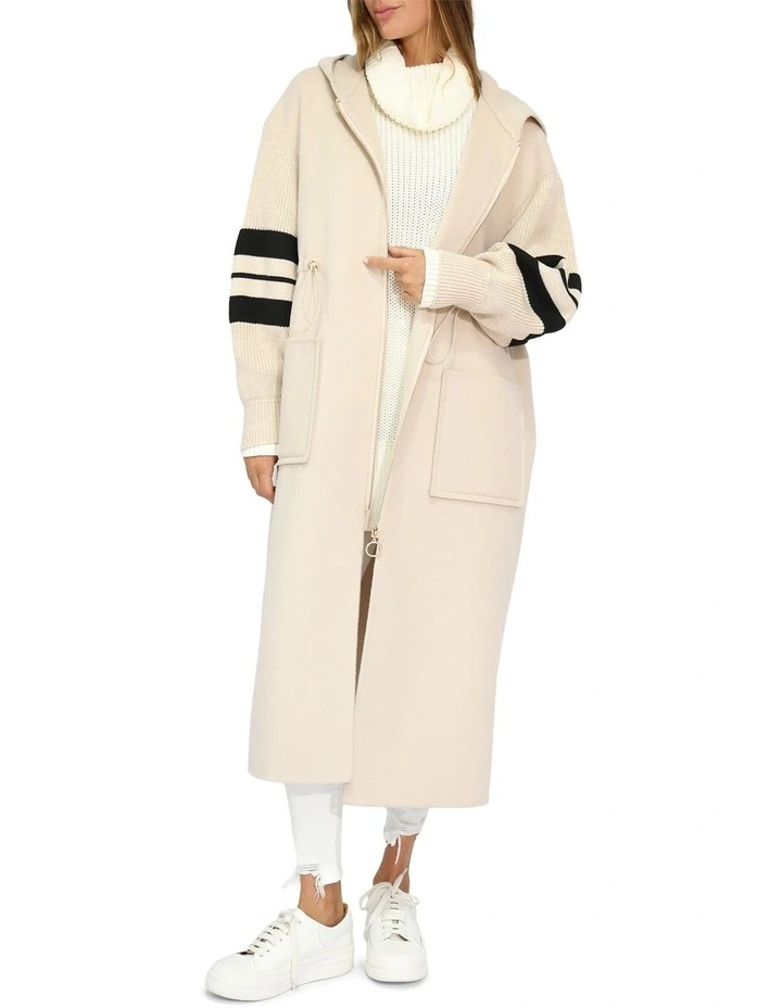 Cool Kid Hooded Coat in Cream and Black image 7