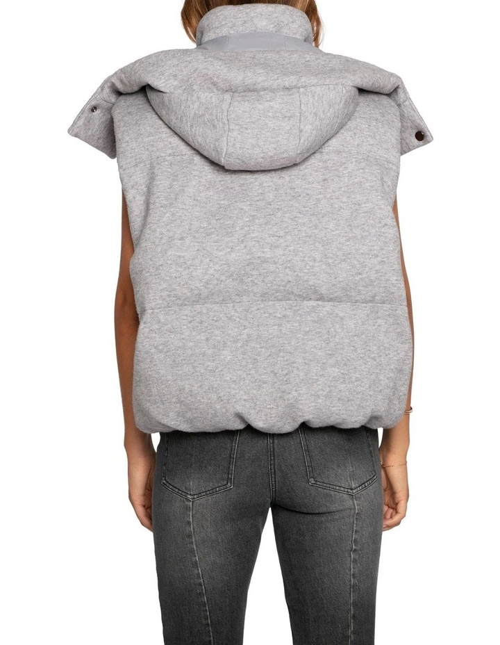 Golden Hour Hooded Puffer Vest in Grey Melange image 5