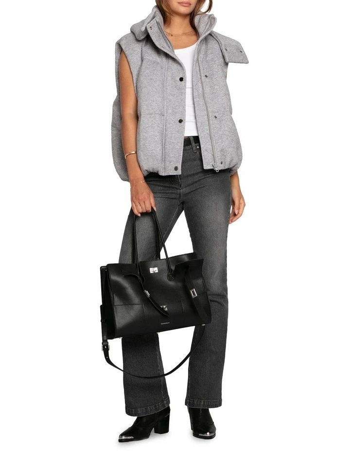 Golden Hour Hooded Puffer Vest in Grey Melange image 6