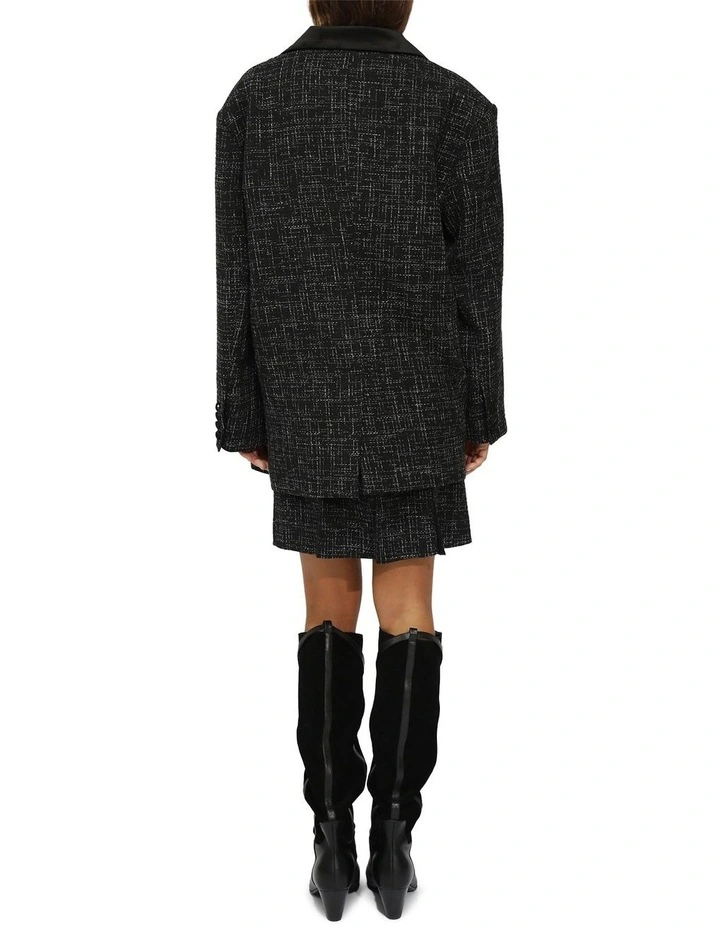 City Noir Tweed Oversized Blazer in Black image 6