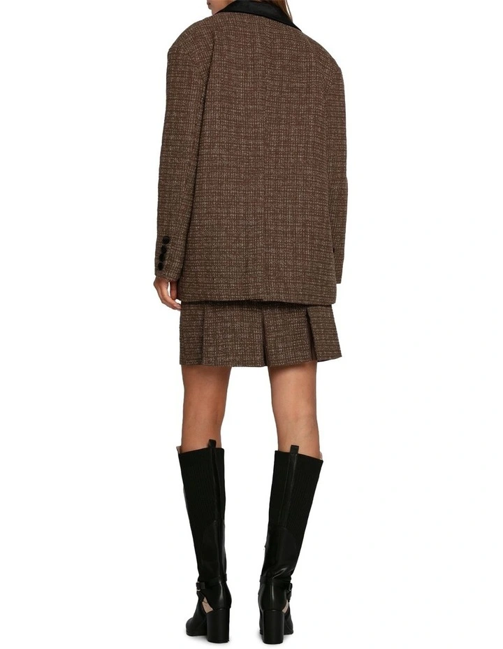 City Noir Tweed Oversized Blazer in Dark Khaki image 4