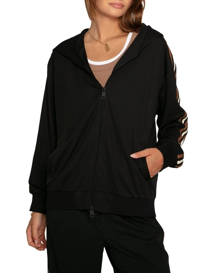 Ready To Go Striped Sleeve Jacket in Black image 1