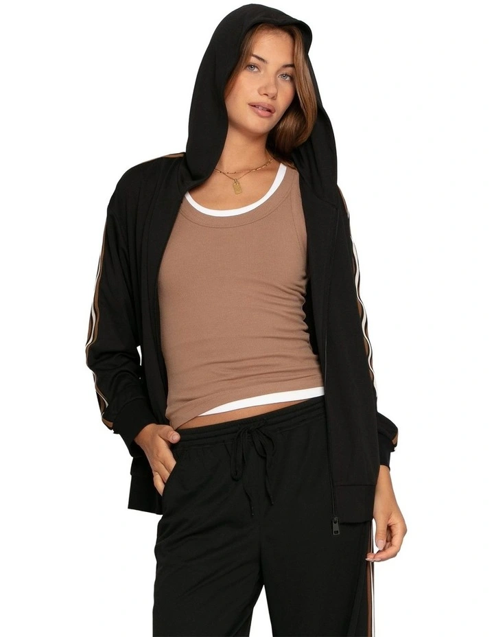 Ready To Go Striped Sleeve Jacket in Black image 2