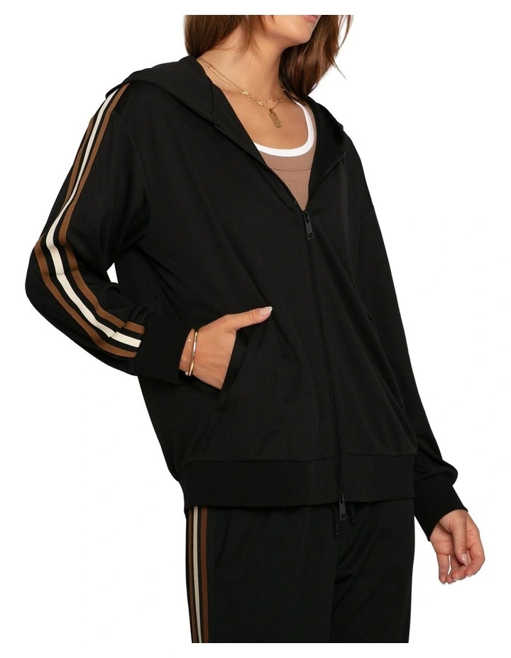 Ready To Go Striped Sleeve Jacket in Black image 3