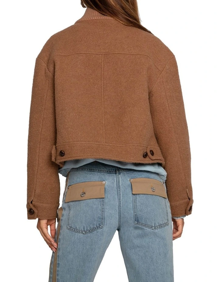 Crystal Skies Cropped Wool Rib Jacket in Vicuna image 3