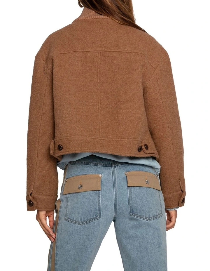 Crystal Skies Cropped Wool Rib Jacket in Vicuna image 3