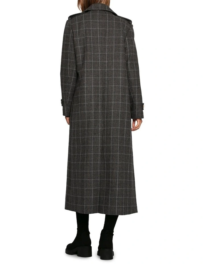 Command Wool Blend Double Breast Maxi Coat in Check image 4