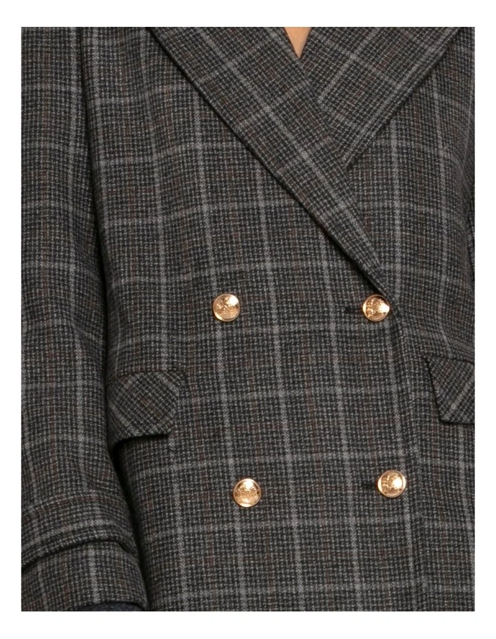 Command Wool Blend Double Breast Maxi Coat in Check image 6