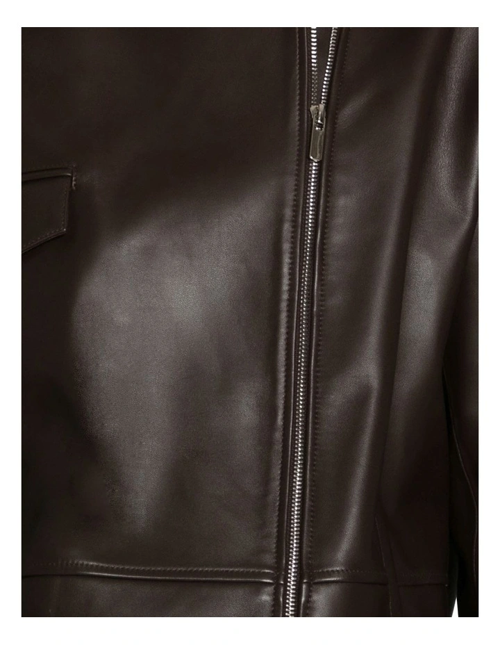 Desert Moon Leather Bomber Jacket in Chocolate image 7