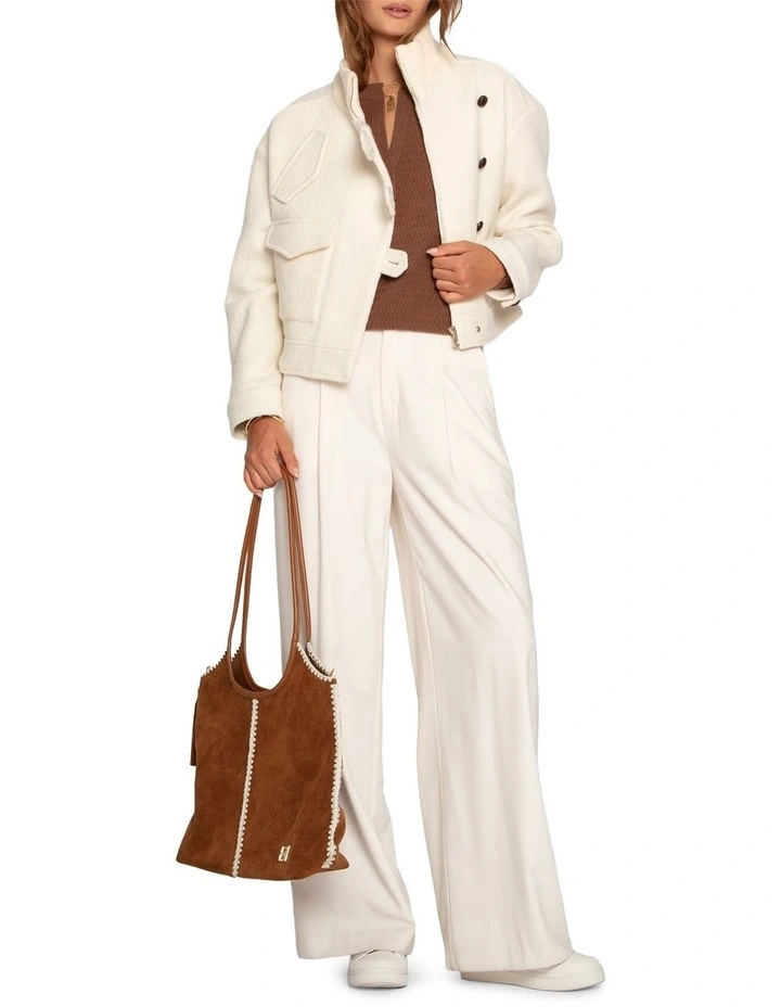 Crystal Skies Cropped Wool Rib Jacket in Cream image 7
