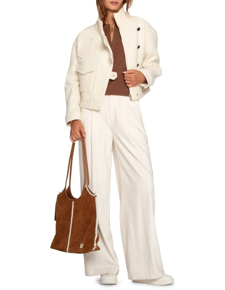 Crystal Skies Cropped Wool Rib Jacket in Cream image 7