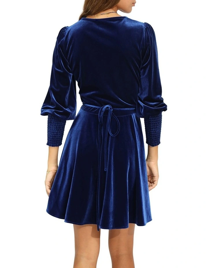 Loved You First Velvet Mini Dress in Navy image 4