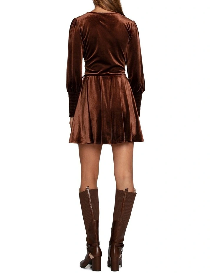Loved You First Velvet Mini Dress in Chocolate image 4