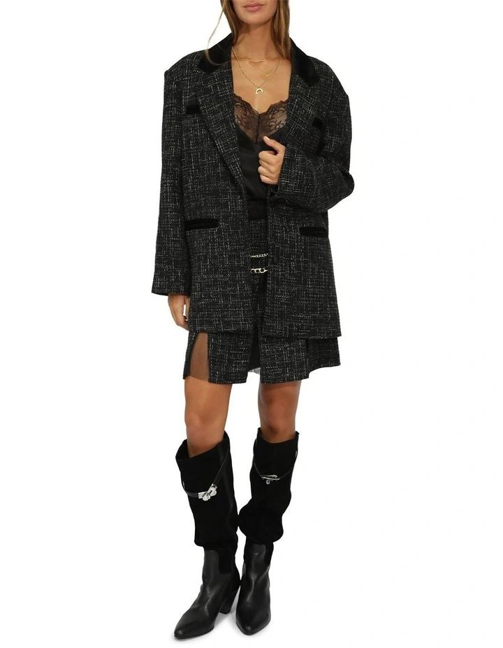 Set Me Free Tweed Skirt in Black image 5