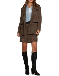 Set Me Free Tweed Skirt in Dark Khaki